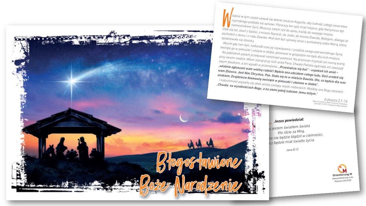 Weihnachtskarten mit Umschlag, Polnisch - 5er Pack